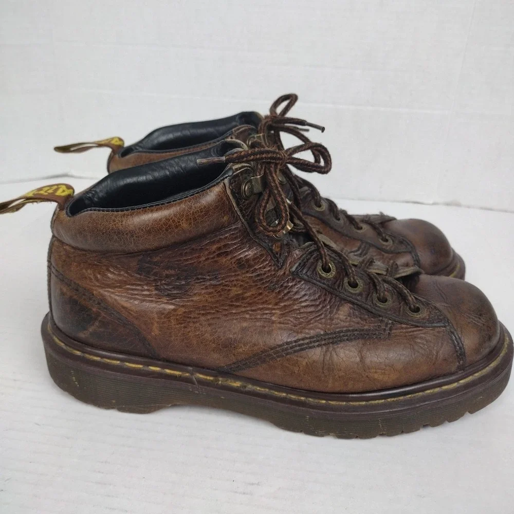 Vtg Dr. Martens 8287 Doc Chunky Grizzly Leather Combat Men's Boots US 8